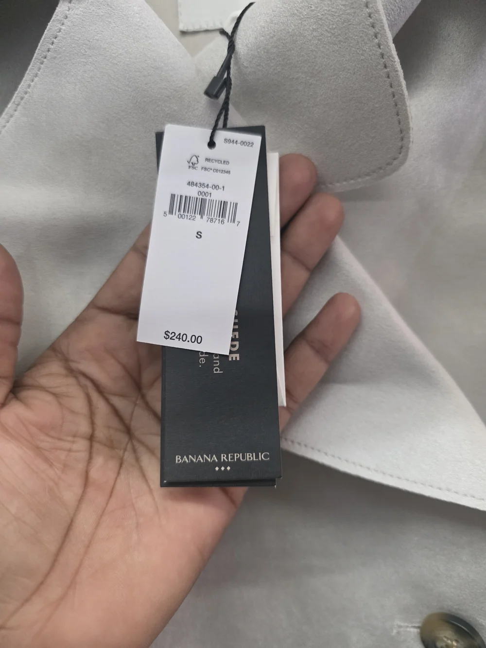 Banana Republic Light Gray Double-Breasted Suede Trench Coat - Picture 5 of 8